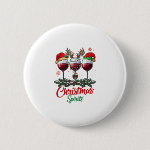 Badge Rond 5 Cm Verres à vin Esprits de Noël Renne Andouillers Pi