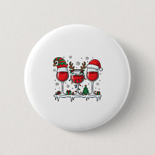 Badge Rond 5 Cm Verres à vin rouge de Noël Vecteur de vacances