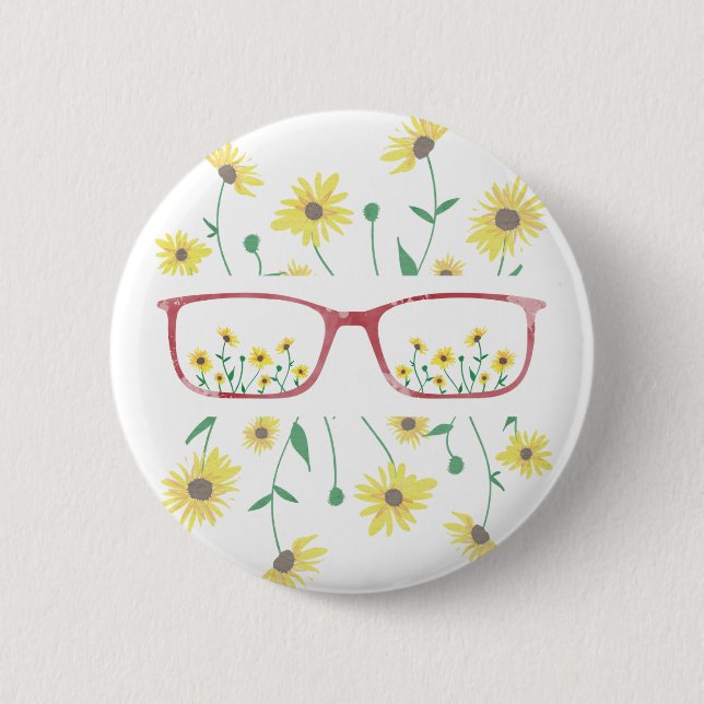 Badge Rond 5 Cm Verres et bouton personnalisables de marguerites (Devant)