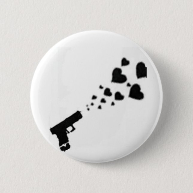 Badge Rond 5 Cm Verrouillé et chargé avec des coeurs (Devant)