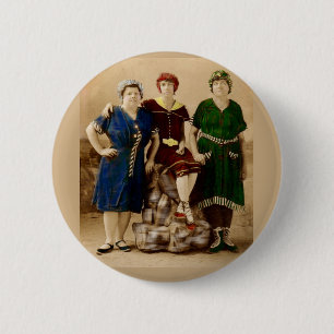 Badge Rond 5 Cm vers 1910 Atlantic City beautés de bain RPPC