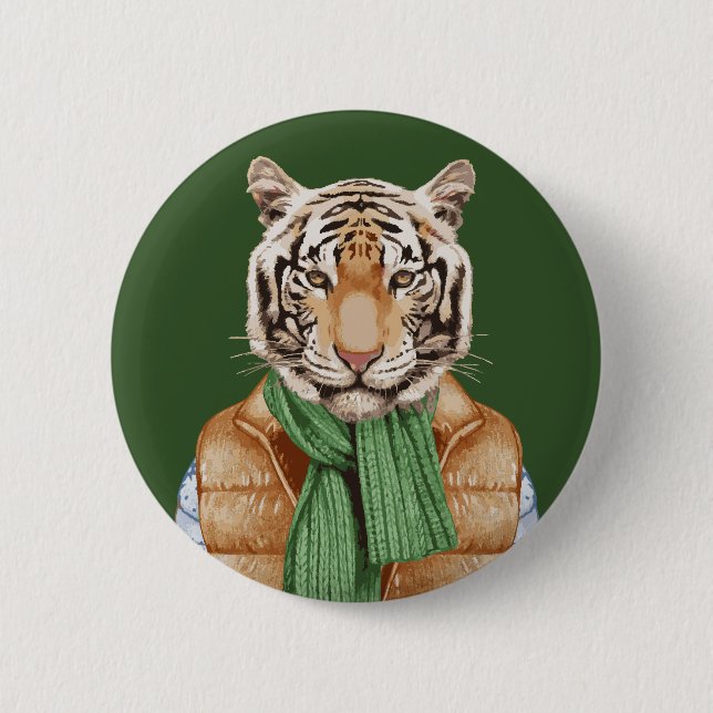 Badge Rond 5 Cm Vers le bas tigre de gilet (Devant)