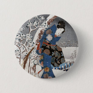 Badge Rond 5 Cm Version moderne du conte de Genji dans la scène de