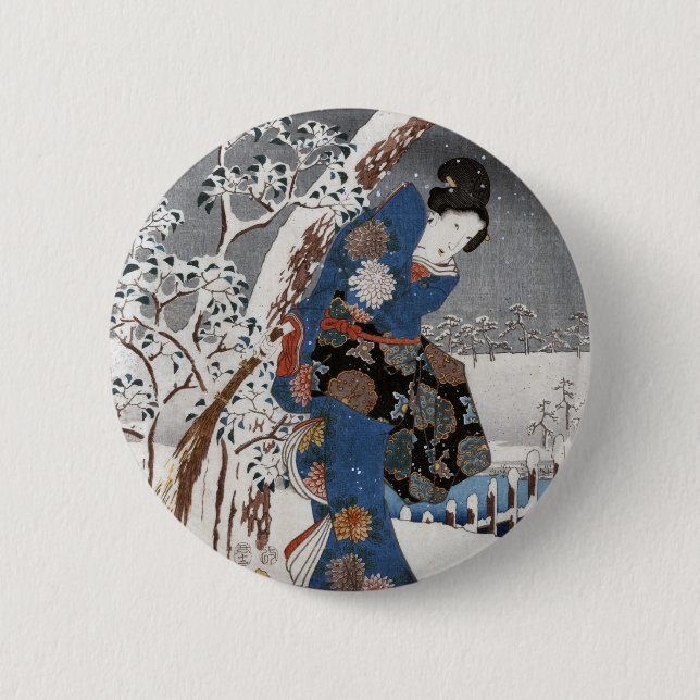 Badge Rond 5 Cm Version moderne du conte de Genji sur la scène des (Devant)