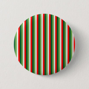 Badge Rond 5 Cm Vert, blanc étoile et trèfle rouge rayures fines