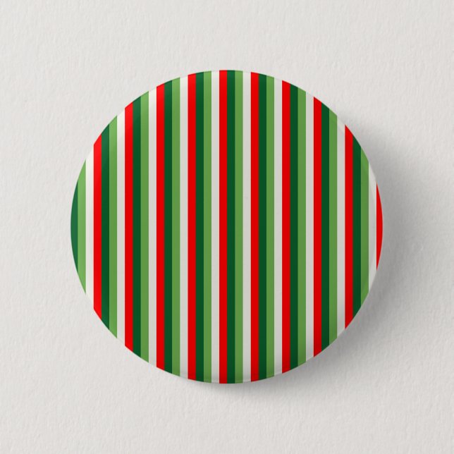 Badge Rond 5 Cm Vert, blanc étoile et trèfle rouge rayures fines (Devant)