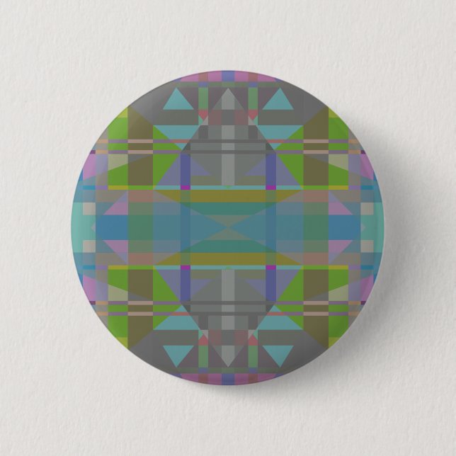 Badge Rond 5 Cm Vert bleu violet géométrique (Devant)