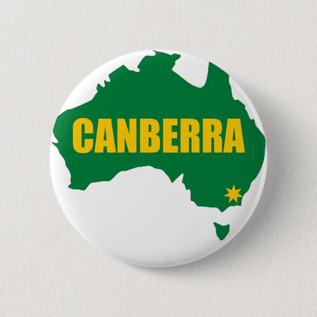 Badge Rond 5 Cm Vert de Canberra et carte d'or (Devant)