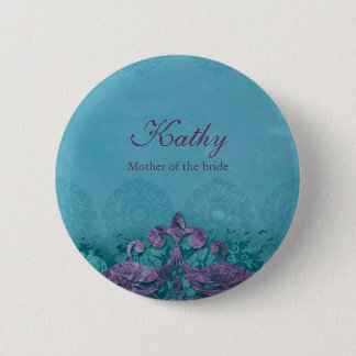 Badge Rond 5 Cm Vert-de-gris nommé T pourpre d'antiquité de bouton