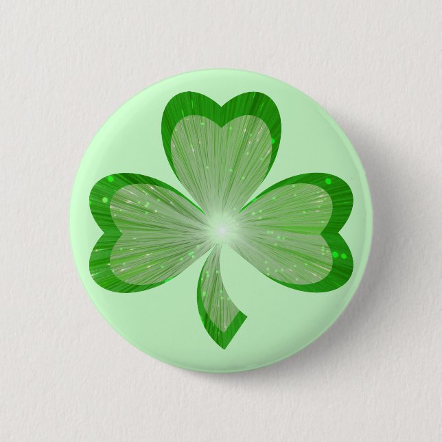 Badge Rond 5 Cm Vert d'insigne de bouton de shamrock (Devant)