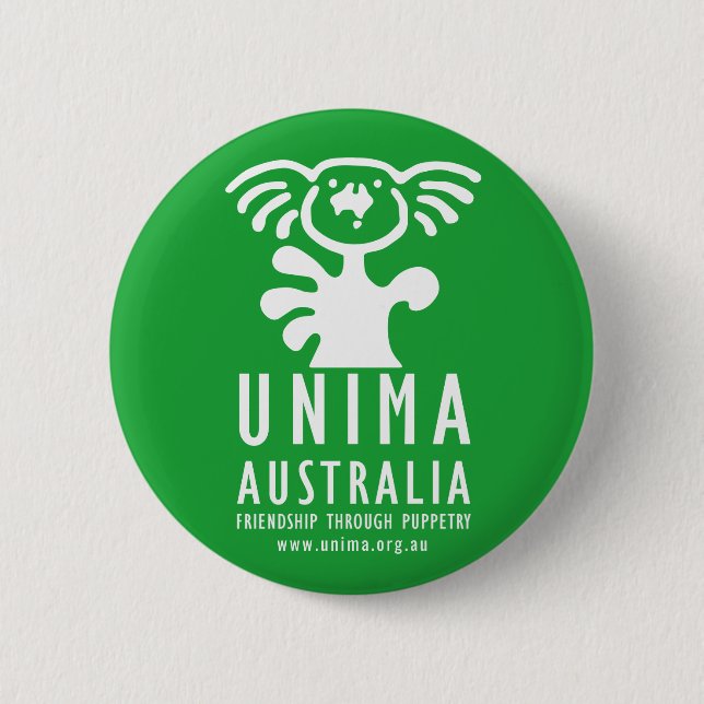 Badge Rond 5 Cm VERT d'insigne d'UNIMA Australie (Devant)