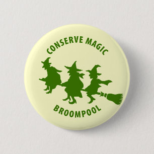 Badge Rond 5 Cm Vert drôle de sorcières de Halloween