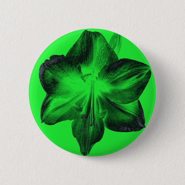 Badge Rond 5 Cm Vert foncé sur vert clair Amaryllis (Devant)