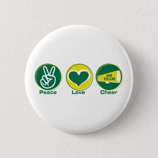 Badge Rond 5 Cm Vert/jaune d'acclamation d'amour de paix (Devant)