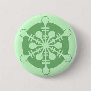 Badge Rond 5 Cm Vert Menthe Moderne Noël Flocon de Neige