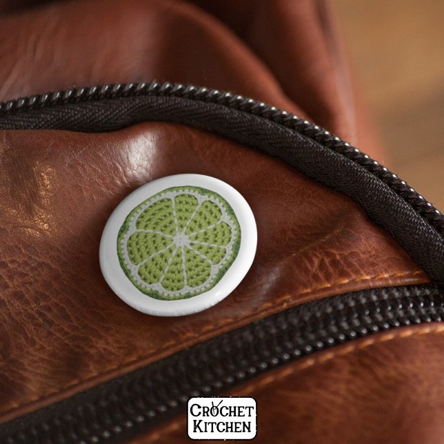 Badge Rond 5 Cm Vert Moderne Minimal Frais Crochet tranche de chau (Créateur téléchargé)