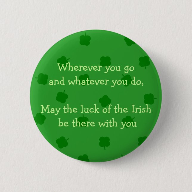 Badge Rond 5 Cm Vert Quatre Feuilles Clover Irlandais Luck (Devant)