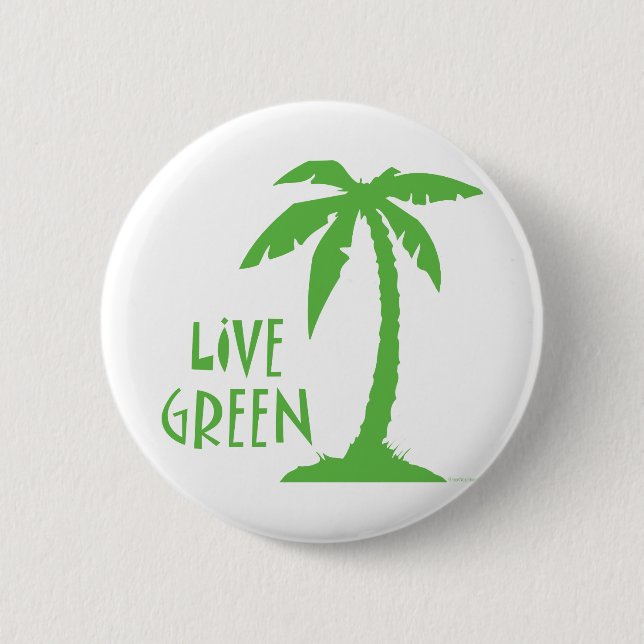Badge Rond 5 Cm Vert vivant - Palm Tree (Devant)