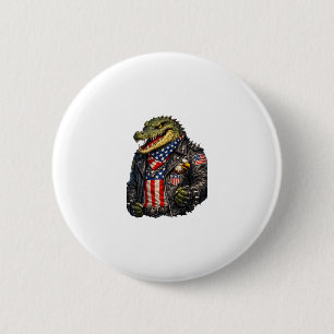Badge Rond 5 Cm Veste en cuir de motard d'alligator patriotique fé