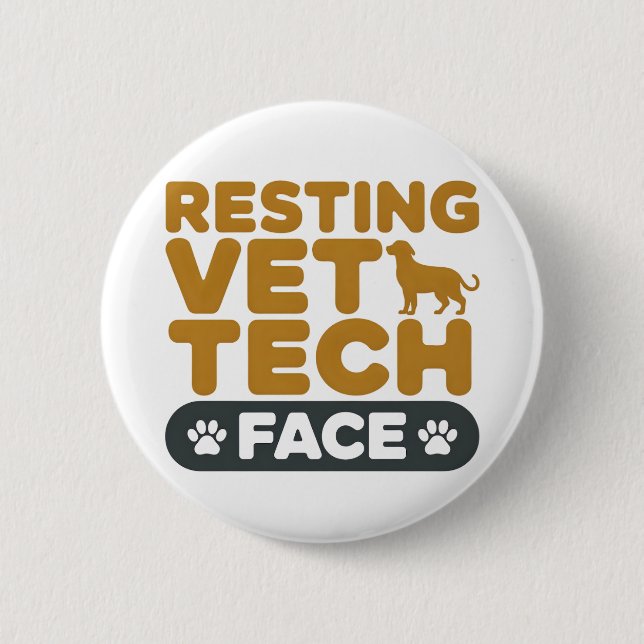 Badge Rond 5 Cm Vet Tech Aesthetic Cute Cats Dogs Paw (Devant)