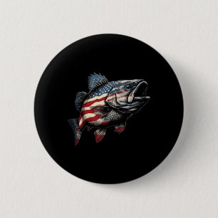 Badge Rond 5 Cm Vêtements de pêcheur de drapeau américain de pêche