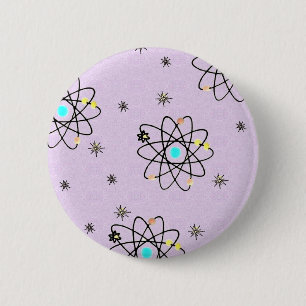 Badge Rond 5 Cm Vêtements et Cadeaux Rétro Années 50 Imprimé Atomi