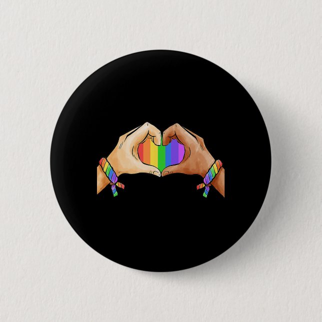 Badge Rond 5 Cm Vêtements gay pride LGBT Arc-en-ciel Unité cardiaq (Devant)