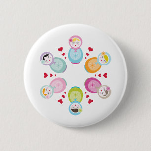 Badge Rond 5 Cm VÊTEMENTS :: poupées babushka - mandala