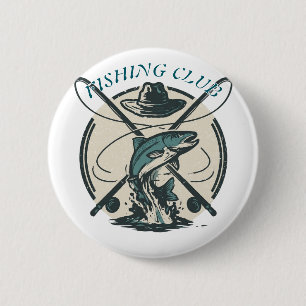 Badge Rond 5 Cm Vêtements Rétro Club de Pêche Graphique de Bass
