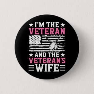 Badge Rond 5 Cm Vétérane et épouse de vétéran Femme vétéran Maman