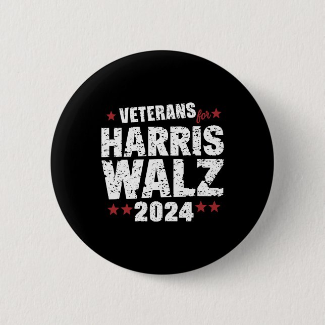 Badge Rond 5 Cm Veterans For Harris Waltz 2024 (Devant)