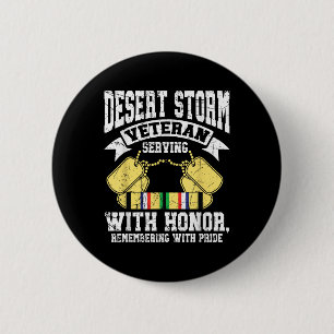 Badge Rond 5 Cm Vétérinaire De Tempête Du Désert Servant Avec Honn
