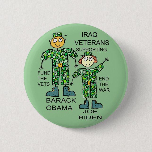 BADGE ROND 5 CM VÉTÉRINAIRES DE L'IRAK POUR OBAMA (Devant)