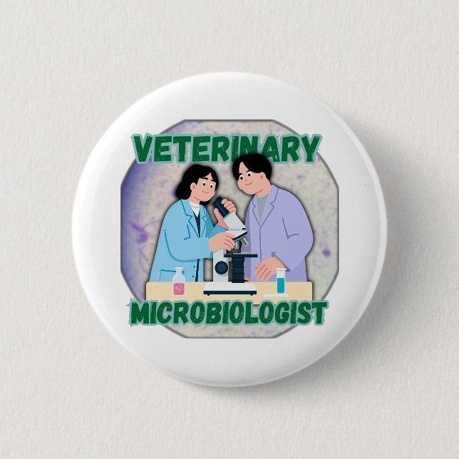 Badge Rond 5 Cm Veterinary Microbiologist – Lab Science Design (Devant)