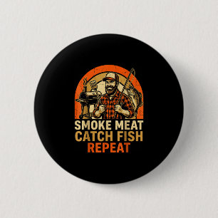 Badge Rond 5 Cm Viande fumée attraper poisson répéter barbecue pap