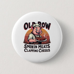 Badge Rond 5 Cm Viandes Fumées Et Jouets Enlacés Drôle Barbecue
