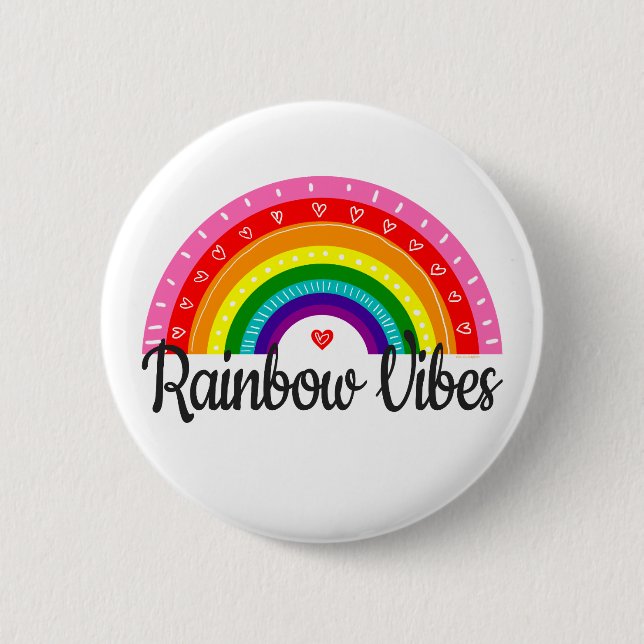 Badge Rond 5 Cm Vibes arc-en-ciel (Devant)