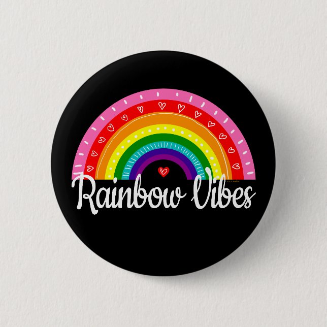 Badge Rond 5 Cm Vibes arc-en-ciel (Devant)