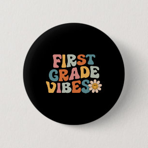Badge Rond 5 Cm Vibes de 1ère année de l'équipe Rétro 1er jour de