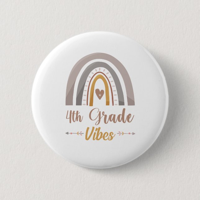 Badge Rond 5 Cm Vibes de 4e année Retour à l'école en quatrième an (Devant)