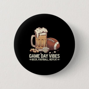 Badge Rond 5 Cm Vibes de la journée de jeu Beer Football Répétitio