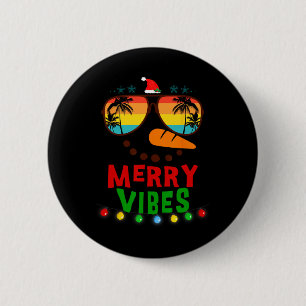 Badge Rond 5 Cm Vibes de Noël vintage joyeux Bonhomme de neige Pla