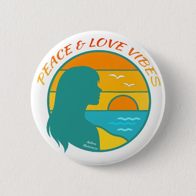 Badge Rond 5 Cm Vibes de Paix & d'Amour (Devant)