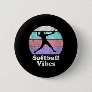Badge Rond 5 Cm Vibes de softball Rétro Vintage Filles ou Femme La
