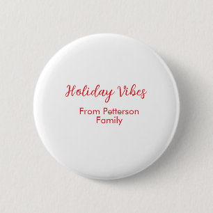 Badge Rond 5 Cm Vibes de vacances rouge Noël ajouter nom de famill