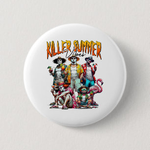 Badge Rond 5 Cm Vibes d'été d'horreur vintage drôle Halloween été