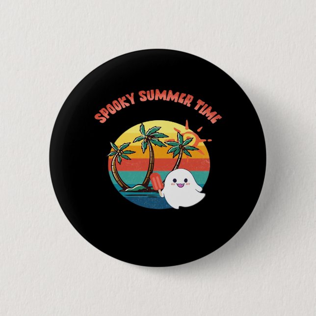 Badge Rond 5 Cm Vibes d'été - Éffrayant temps d'été classique (Devant)