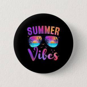 Badge Rond 5 Cm Vibes d'été Palm Sungles les années 70 Beach Life