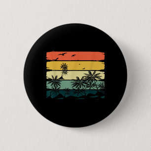 Badge Rond 5 Cm Vibes d'été Palmiers Exotiques Rétro Tropical
