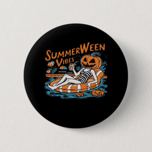 Badge Rond 5 Cm Vibes D'Été Pour Été Éffrayant, Cadeau D'Halloween